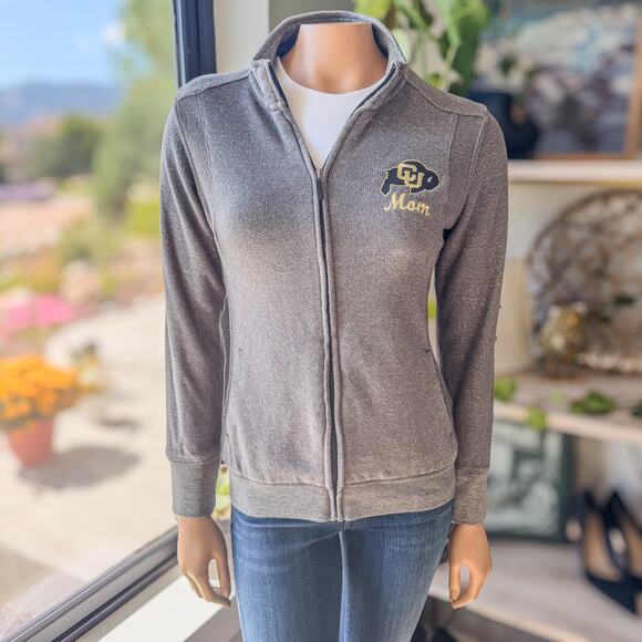 Colorado Buffaloes "CU Mom" Full Zip Gray Knit Sweater Jacket, Women's Small - Picture 1 of 8